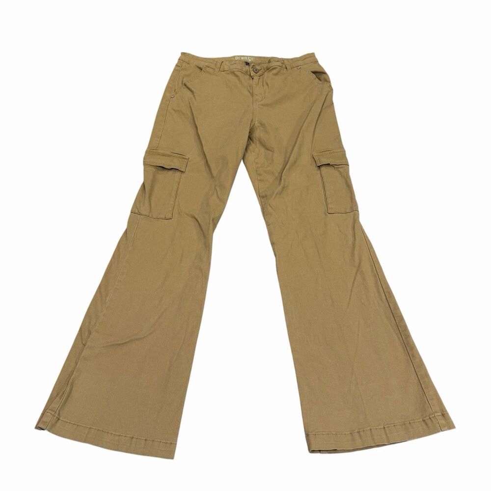 Rewash Brand Pants Womens Cargo Khaki Stetch 13 Stretch 31" High Rise Flare‎